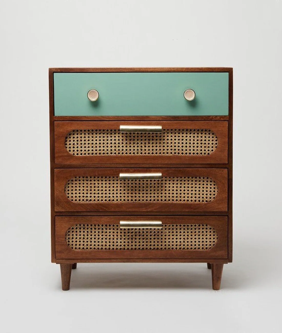 Space Galaxy Furniture Solid Sheesham Chest Of Drawers Rattan Cane | Storage Type: 4 Drawers | Finish:-Natural