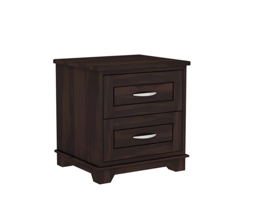 Space Galaxy Furniture Solid Sheesham Bedside Table Nightstand Lamp Table with 2 Drawers Storage Walnut Finish