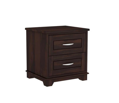 Space Galaxy Furniture Solid Sheesham Bedside Table Nightstand Lamp Table with 2 Drawers Storage Walnut Finish