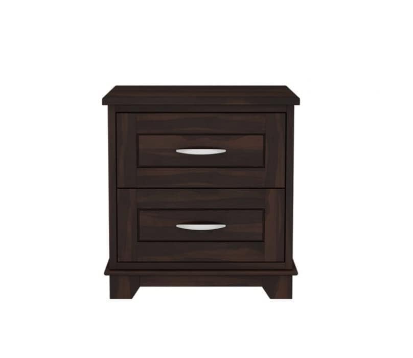 Space Galaxy Furniture Solid Sheesham Bedside Table Nightstand Lamp Table with 2 Drawers Storage Walnut Finish