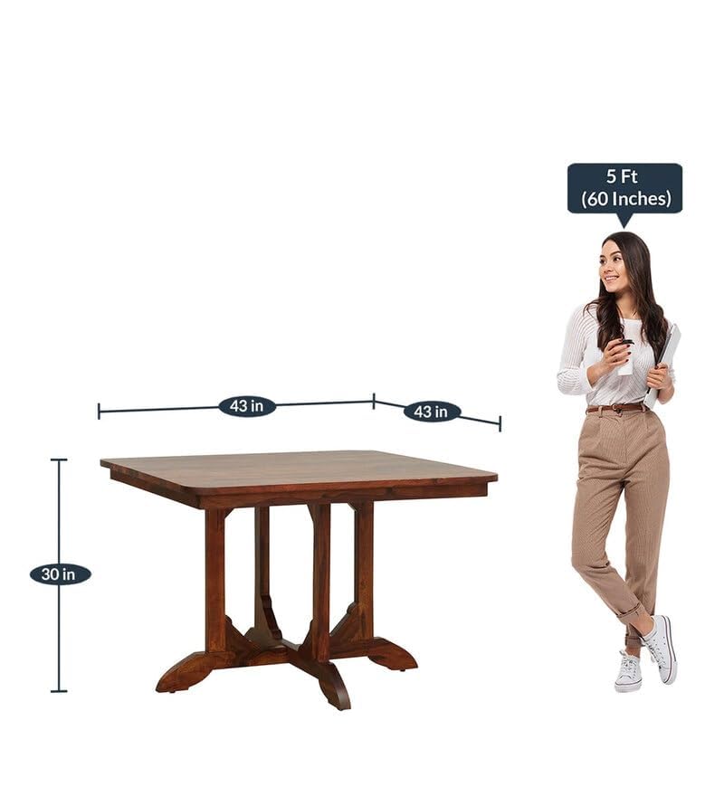 Space Galaxy Furniture Solid Sheesham  Dining Table 4 Seater | Dinning Table with Four Invisible Chairs for Home | 4 Seater Dining Set for Hotel Restaurant | Honey Finish