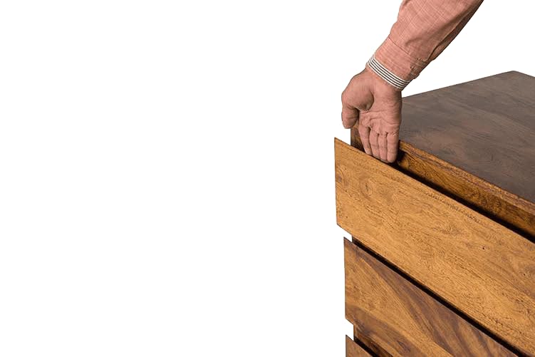 Space Galaxy Furniture Solid Sheesham Bedside Table Nightstand Lamp Table with 3 Drawers Storage Natural Finish