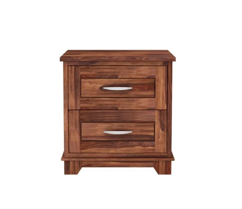 Space Galaxy Furniture Solid Sheesham Bedside Table Nightstand Lamp Table with 2 Drawers Storage Honey Oak Finish