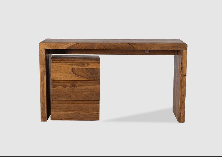 Space Galaxy Furniture Solid Sheesham Big Size Study Table Office Table Computer Table 3 Drawers Side Table Natural Finish