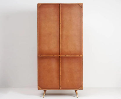 Space Galaxy Furniture Solid Sheesham Rattan Cane Wardrobe | 2-Door Almirah with 3 Drawers, 6 Storage Shelves, 1 Hanging Rod Space | Wooden Cupboard, Natural Finish