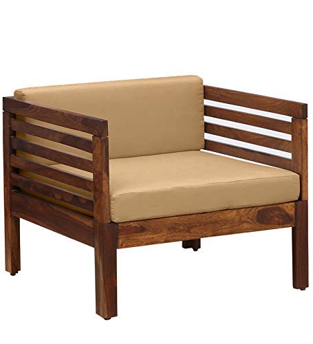 Space Galaxy Furniture Solid Sheesham One Seater Sofa Natural Finish