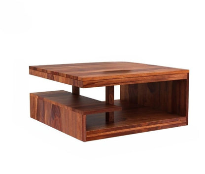 Space Galaxy Furniture Solid Sheesham Centre Coffee Table Open Shelf Storage Honey Oak Finish