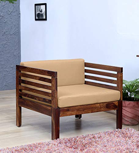 Space Galaxy Furniture Solid Sheesham One Seater Sofa Natural Finish