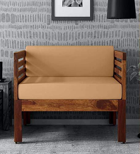 Space Galaxy Furniture Solid Sheesham One Seater Sofa Natural Finish