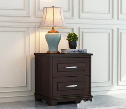 Space Galaxy Furniture Solid Sheesham Bedside Table Nightstand Lamp Table with 2 Drawers Storage Walnut Finish