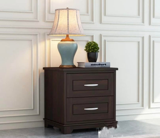 Space Galaxy Furniture Solid Sheesham Bedside Table Nightstand Lamp Table with 2 Drawers Storage Walnut Finish