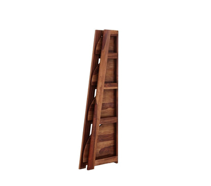 Space Galaxy Furniture Solid Sheesham  Corner Bookshelf 4 Tier Ladder Book Cabinet Corner Shelf, Book Shelf Honey Oak Finish