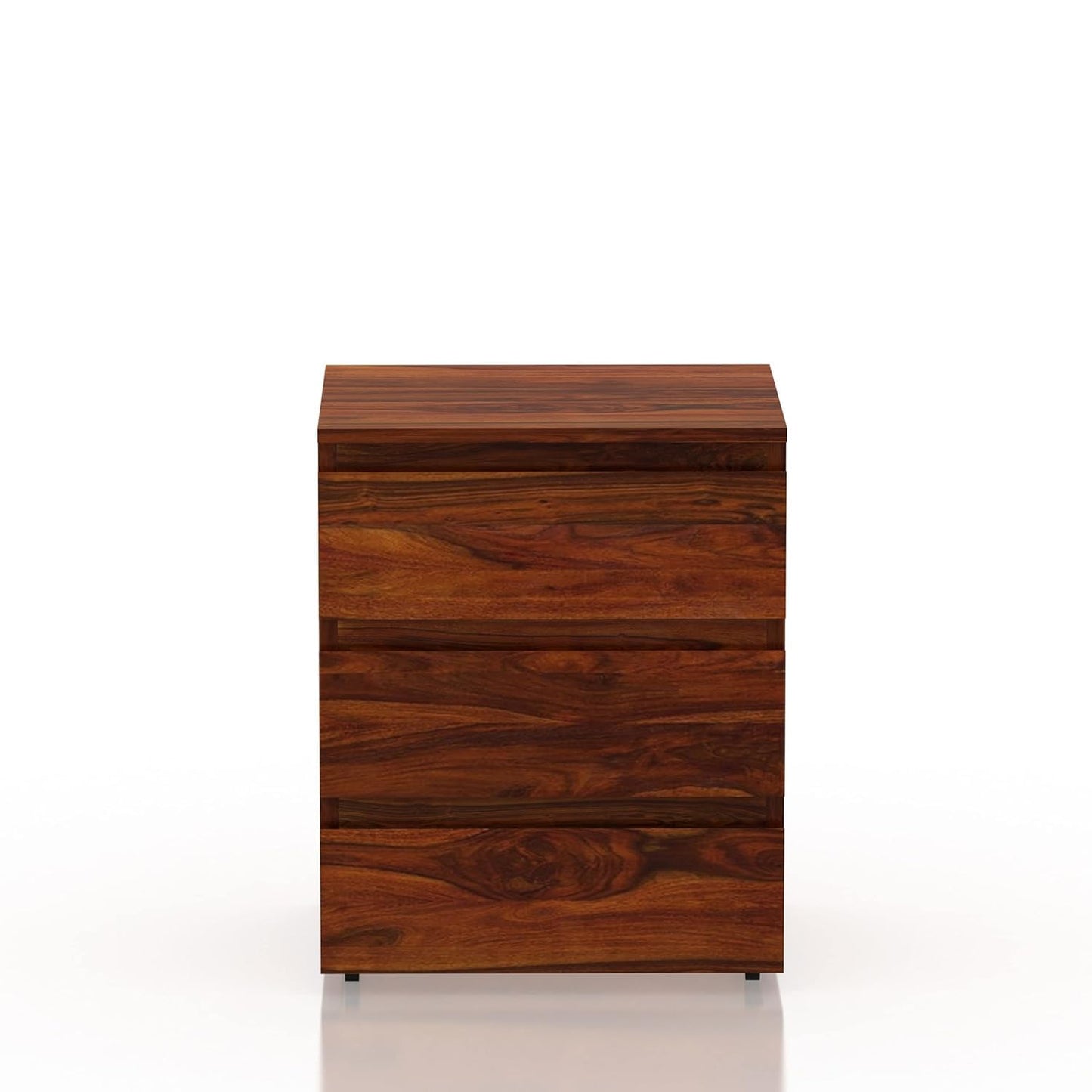 Space Galaxy Furniture Solid Sheesham Bedside Table Nightstand Lamp Table with 3 Drawers Storage Honey Oak Finish