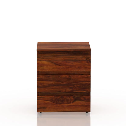 Space Galaxy Furniture Solid Sheesham Bedside Table Nightstand Lamp Table with 3 Drawers Storage Honey Oak Finish