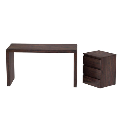 Space Galaxy Furniture Solid Sheesham Big Size Study Table Office Table Computer Table With 3 Drawers Side Table Walnut Finish
