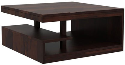 Space Galaxy Furniture Solid Sheesham Centre Coffee Table Open Shelf Storage Walnut Finish