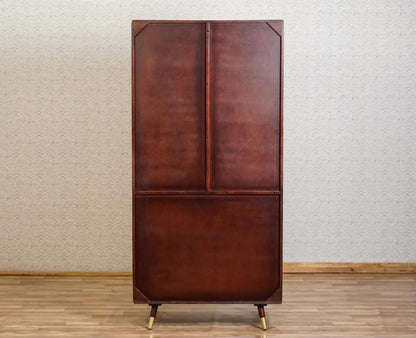 Space Galaxy Furniture Solid SheeshamRattan Cane Wardrobe | 2-Door Almirah with 3 Drawers, 6 Storage Shelves, 1 Hanging Rod Space | Wooden Cupboard, Walnut  Finish