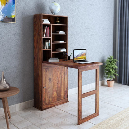 Space Galaxy Furniture Solid Sheesham Wallmount  Study Table Office Table Laptop Table  Natural Finish