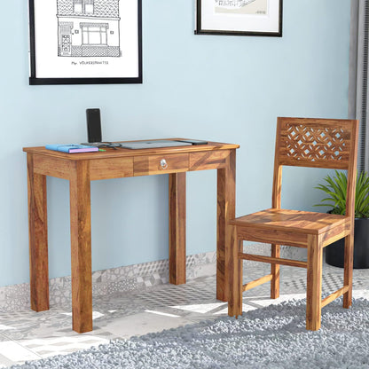 Space Galaxy Furniture Solid Sheesham One Drawers Study Table Laptop Table Warting Table Natural Finish