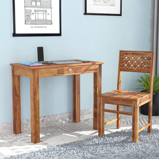 Space Galaxy Furniture Solid Sheesham One Drawers Study Table Laptop Table Warting Table Natural Finish