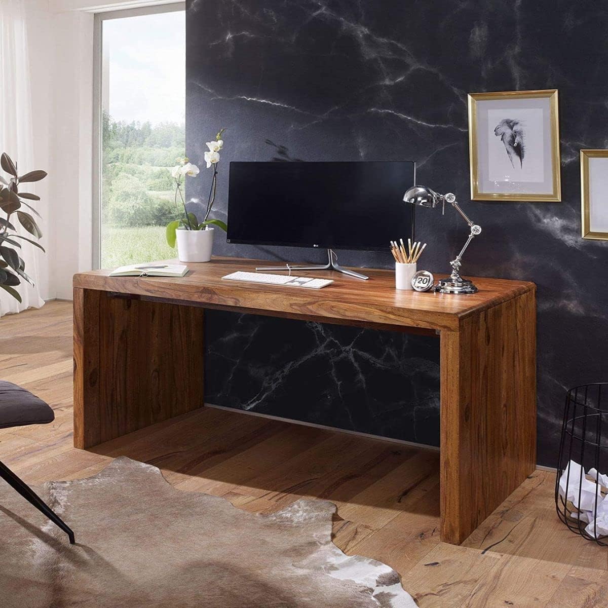 Space Galaxy Furniture Solid Sheesham Big Size Study Table Office Table Computer Table Natural Finish