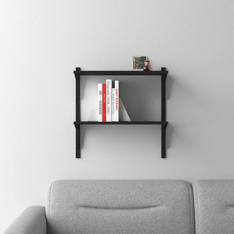 Space Galaxy Furniture Solid Sheesham  Wall Shelf 2 Open Shelf Walnut Finish