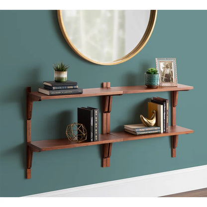 Space Galaxy Furniture Solid Sheesham  Wall Shelf 2 Open Shelf Natural Finish