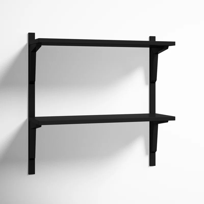 Space Galaxy Furniture Solid Sheesham  Wall Shelf 2 Open Shelf Walnut Finish
