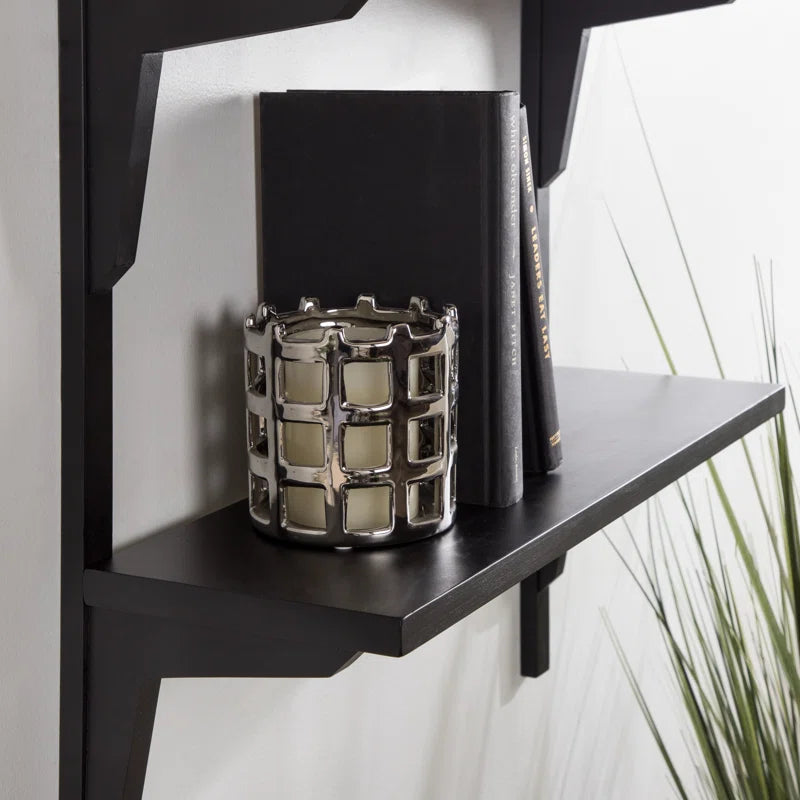 Space Galaxy Furniture Solid Sheesham  Wall Shelf 2 Open Shelf Walnut Finish