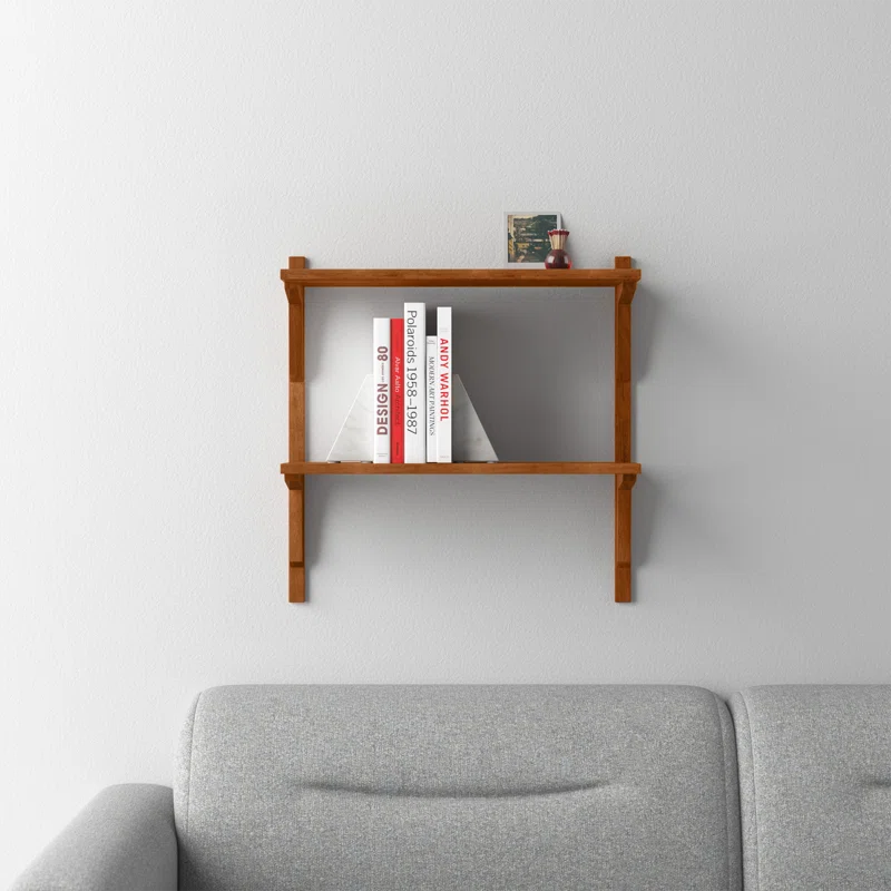 Space Galaxy Furniture Solid Sheesham  Wall Shelf 2 Open Shelf Natural Finish