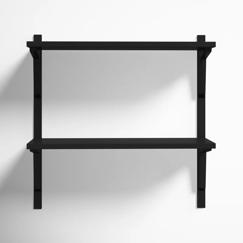 Space Galaxy Furniture Solid Sheesham  Wall Shelf 2 Open Shelf Walnut Finish