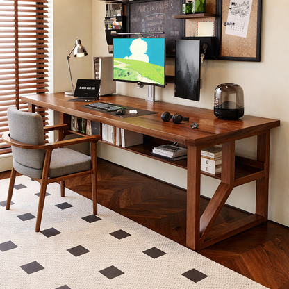 Space Galaxy Furniture Solid Sheesham Big Size Study Table Office Table Computer Table With One Shelf Without Chair Natural Finish