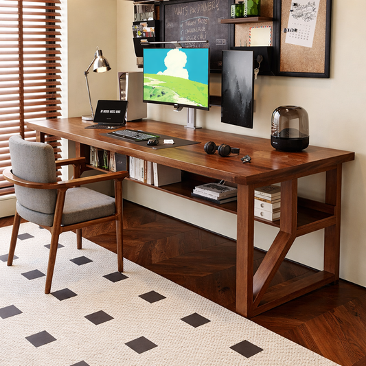 Space Galaxy Furniture Solid Sheesham Big Size Study Table Office Table Computer Table With One Shelf Without Chair Natural Finish