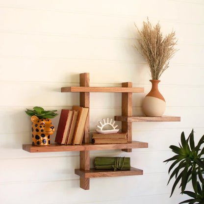 Space Galaxy Furniture Solid Sheesham  Wall Shelf 2 Open Shelf Natural Finish