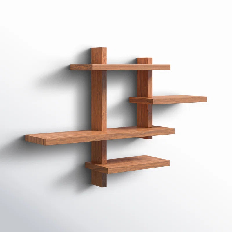 Space Galaxy Furniture Solid Sheesham  Wall Shelf 2 Open Shelf Natural Finish