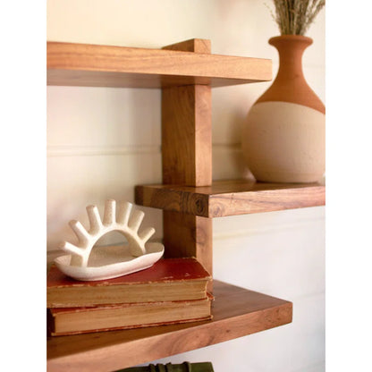 Space Galaxy Furniture Solid Sheesham  Wall Shelf 2 Open Shelf Natural Finish