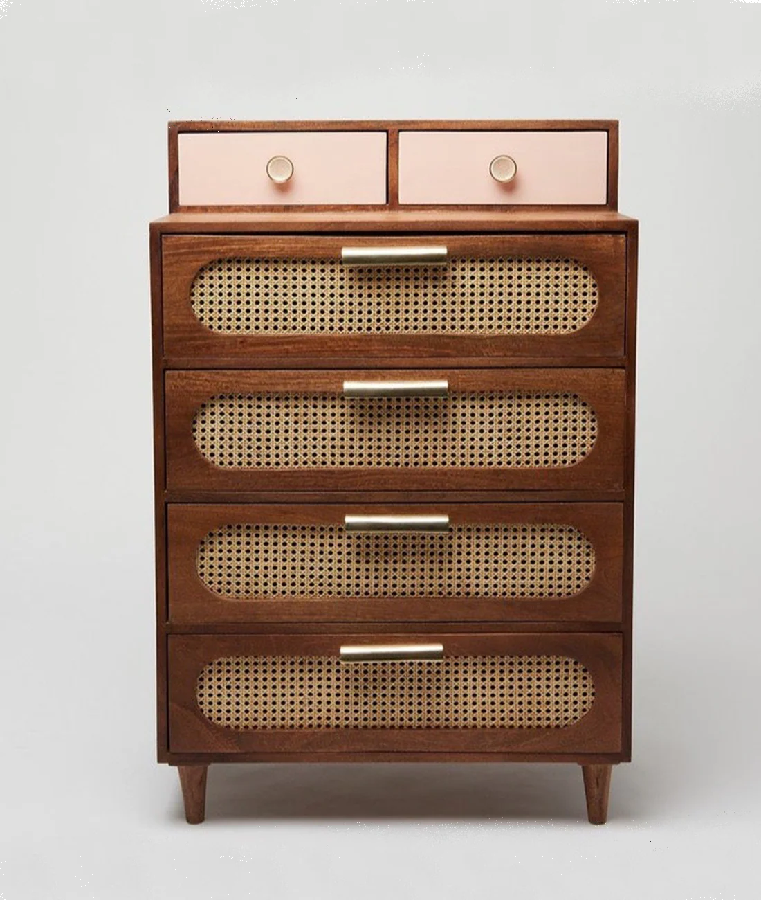 Space Galaxy Furniture Solid Sheesham Chest Of Drawers Rattan Cane | Storage Type: 6 Drawers | Finish:-Natural