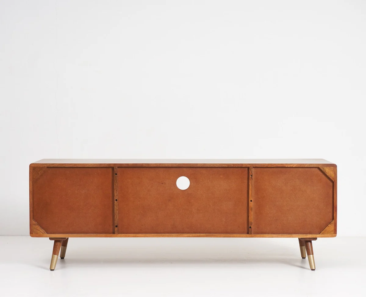 Space Galaxy Furniture Solid Sheesham TV Unit | Mid Century Modern TV Stand with Rattan Cane 2 Doors, & One  Shelf One Drawers | Entertainment Cabinet | Natural Finish