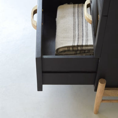 Space Galaxy Furniture Solid Sheesham Chest Of Drawers Rattan Cane | Storage Type: 4 Drawers | Finish:-Z-black